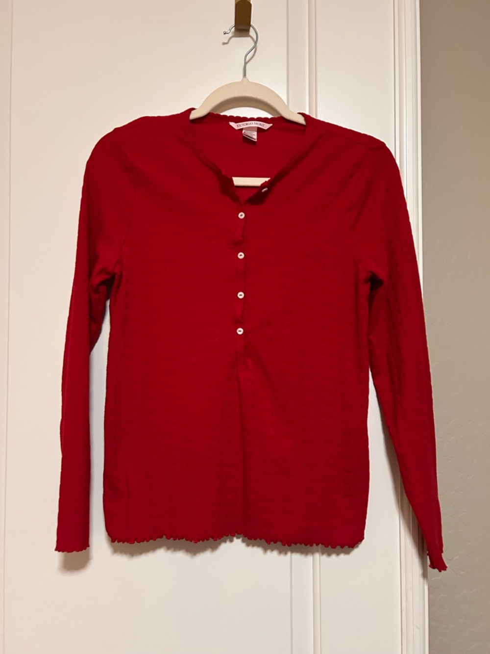 ♥️Victoria's Secret Red Long Sleeve ♥️ Button Down Henley♥️